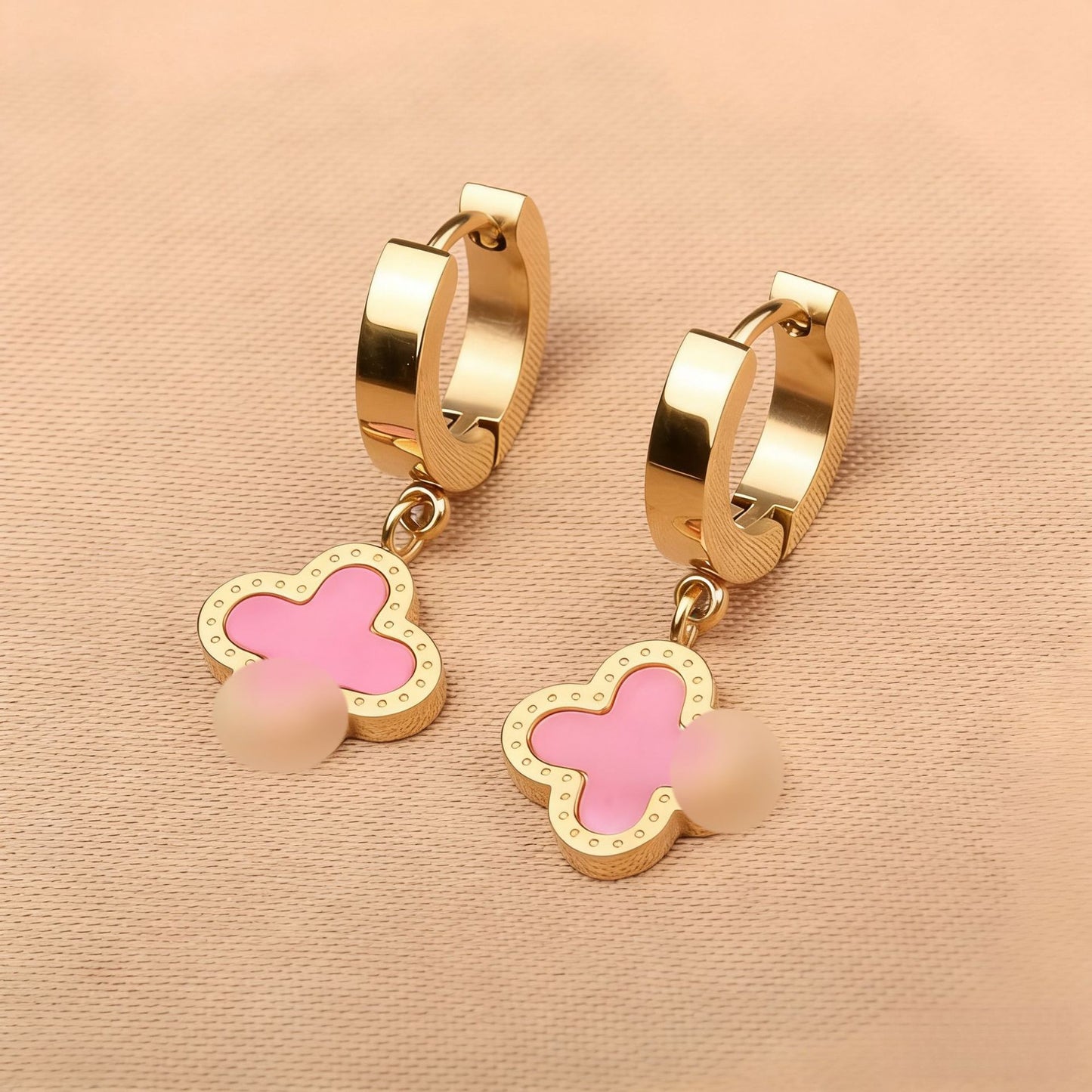 Lucky Four-leaf Clover Titanium Steel Gold Plating Fashion Earrings