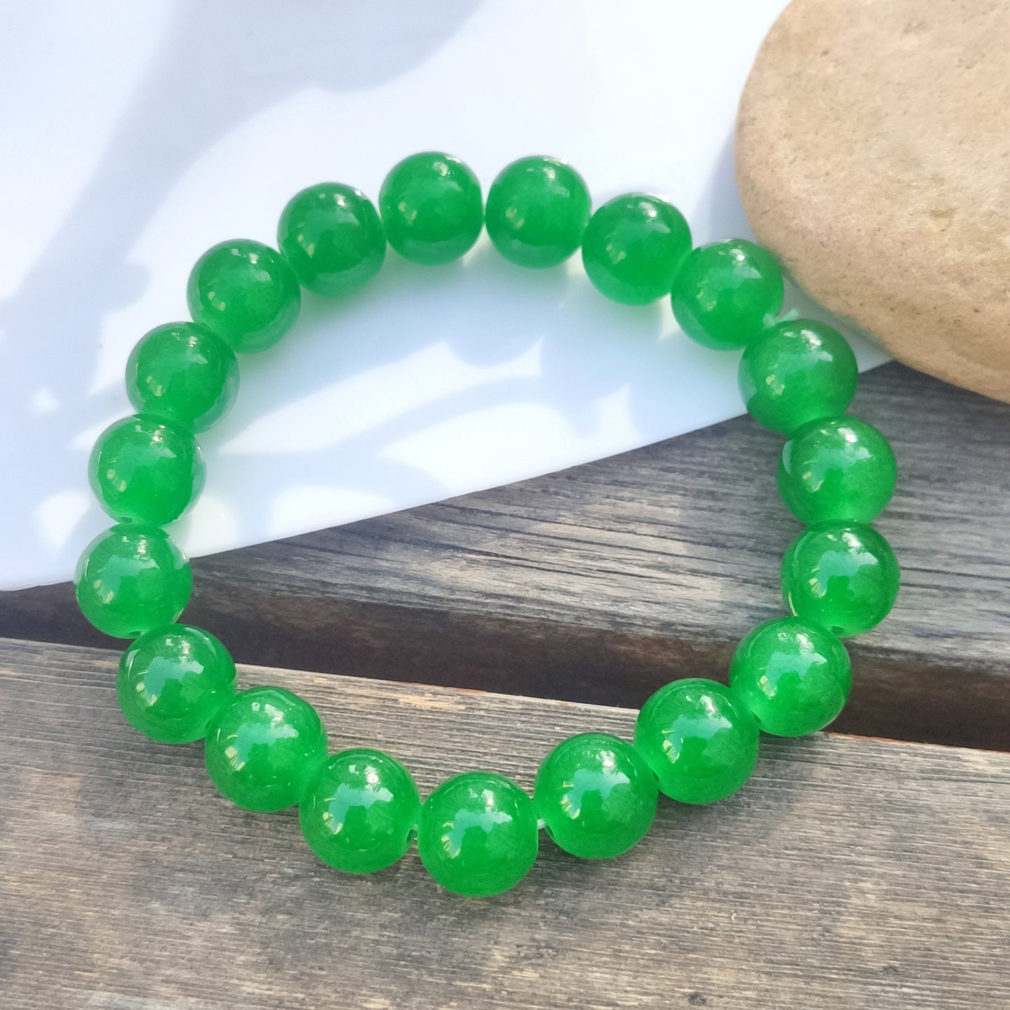 Women's High Ice Green Chalcedony Round Beads Imitation Jade Light Luxury Bracelets