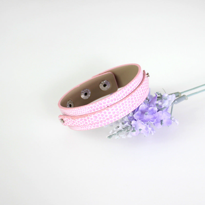 Wrist Strap Imitation Leather Personalized Letter Drop Oil Snap Bracelet