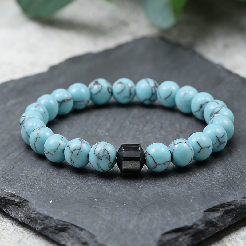 White Turquoise Tigereye Volcanic Rock Green Malachite Bracelet