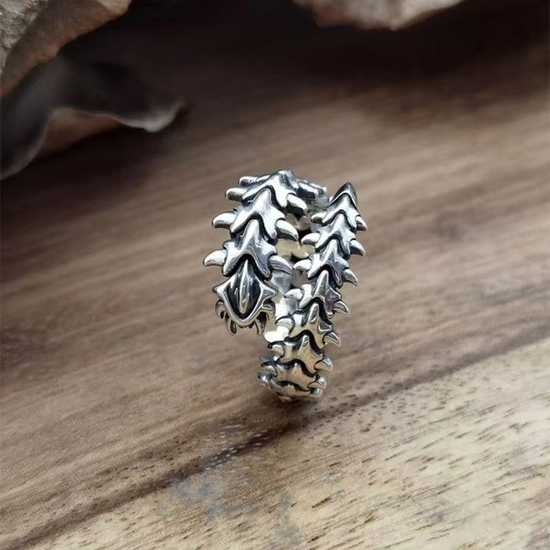 Women's & Men's Keel Alloy Retro Geometric Backbone Opening Ring