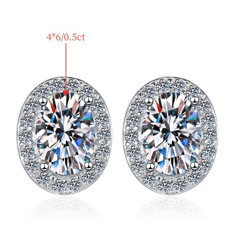 Sterling Sier Denier Big Diamond Moissanite Earrings