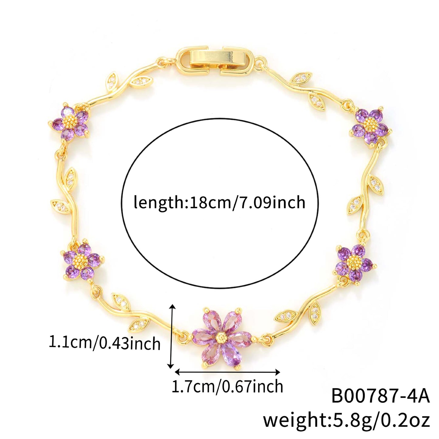Petals Flower Leaf Zircon Design Personality Daily Birthday Bracelet