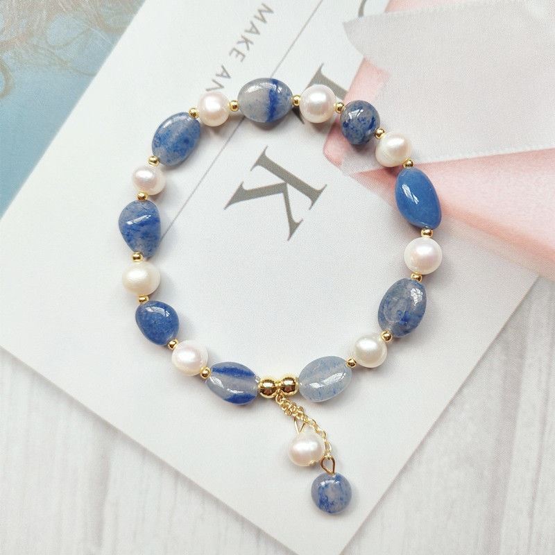 Women's Blue Jade Pearl Korean Fashion Simple Grace Bracelets