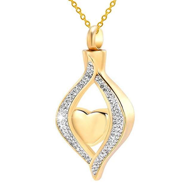 Heart Shape With Diamond Stainless Steel Perfume Bottle Pendants