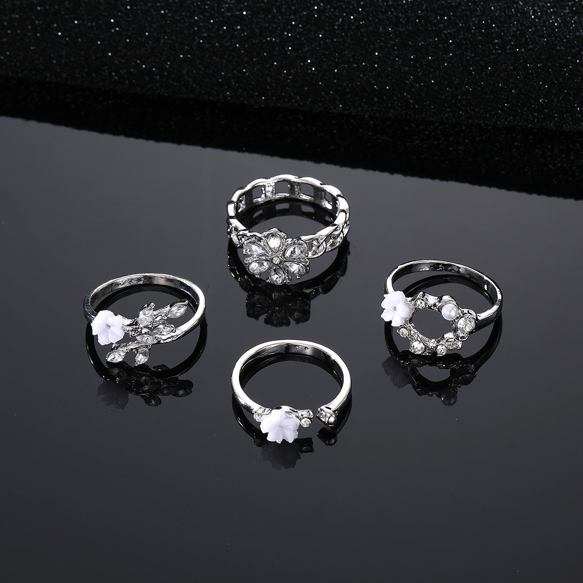 Women's Diamond Flower Fresh Alloy Niche High-grade Ring