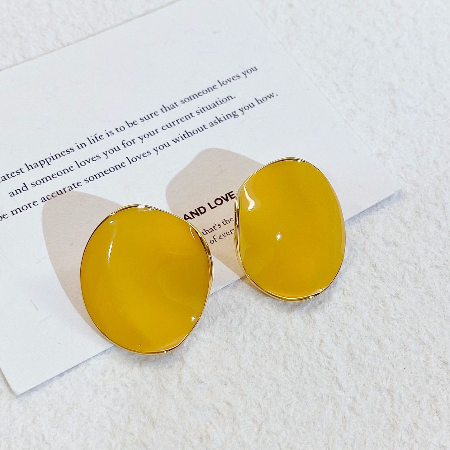 Plated Real Gold Ginger Flower Enamel Drip Glazed Female Sweet Earrings