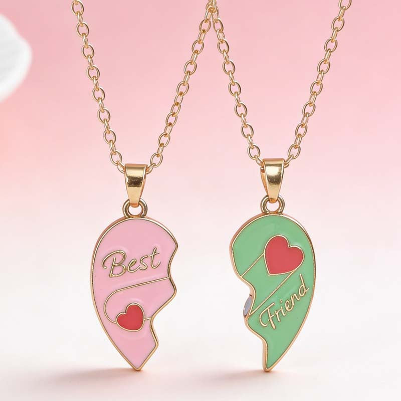 Love Magnetic Good Friend Heart-shaped Three-piece Necklace