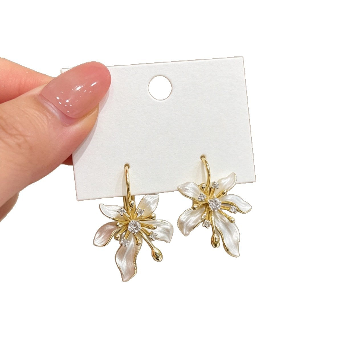 Women's French Gentle Drip Glazed Flower Zircon Fashion Temperamental Minority Design Ear Buckle