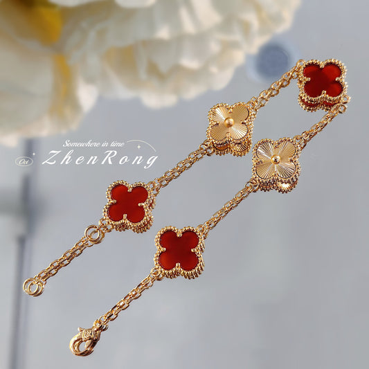 Women's Clover Style Special Interest Light Luxury Advanced Red Bracelets