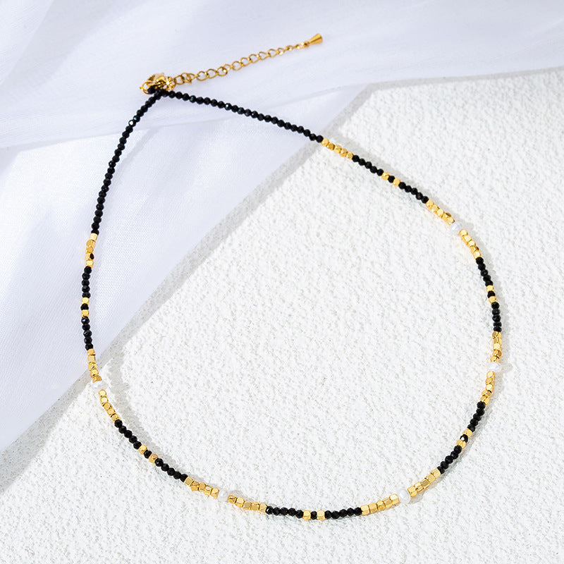 Luxury Titanium Steel Real Gold Clavicle Necklace