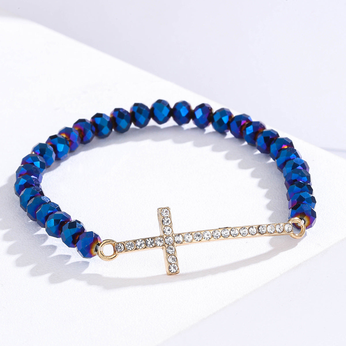 Simple Rhinestone Cross Colorful Crystal String Bracelets