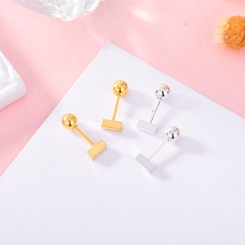 Bar Small Bone Male Personality Screw Earrings