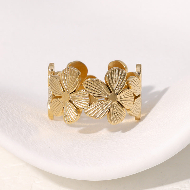 Stainless Steel Opening Gold Plated Niche Rings