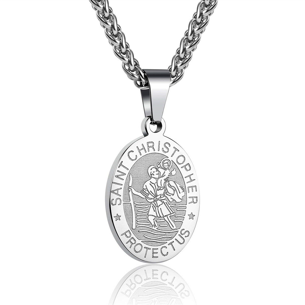Women's & Men's Double-sided Portrait Medal Cross Stainless Steel Necklaces