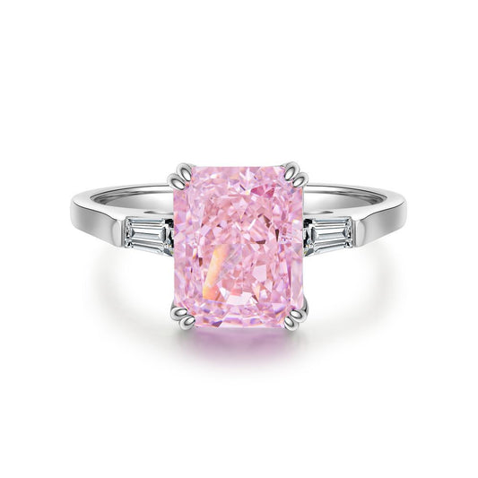 Ice Flower Cut Female Pink Diamond Rings