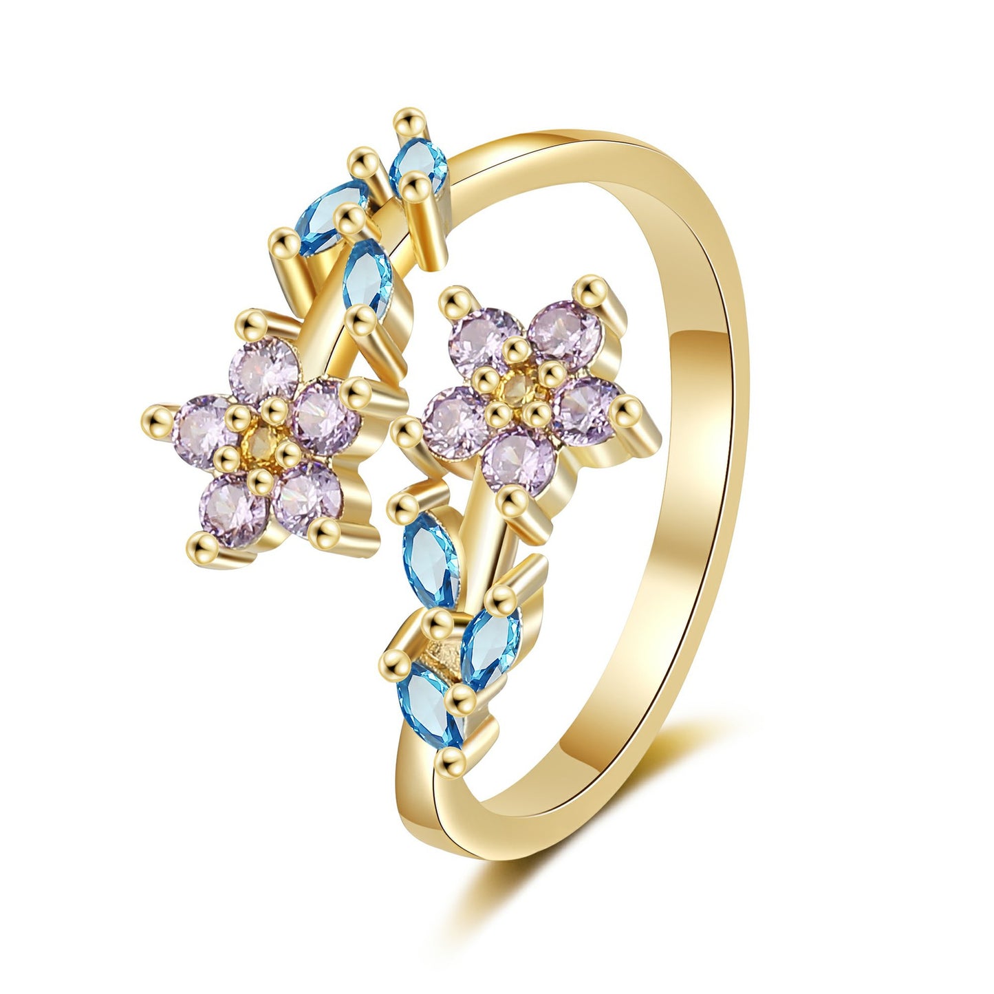 Leaf Female Fashion Creative Inlaid Zircon Rings