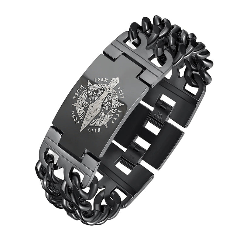 Men's Viking Spear Text Fashion Domineering Titanium Steel Bracelets