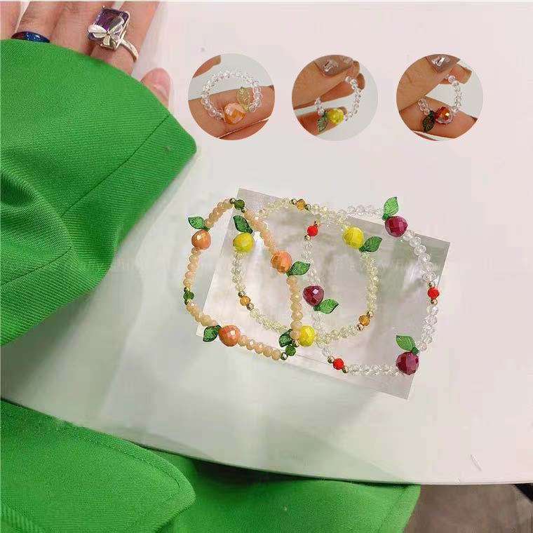 Women's Elastic Crystal Contrast Color Strawberry Cute Refreshing Bracelet