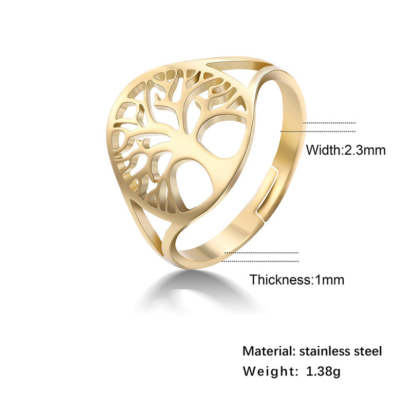 Women's Adjustable Stainless Steel Sacred Geometric For Charm Rings