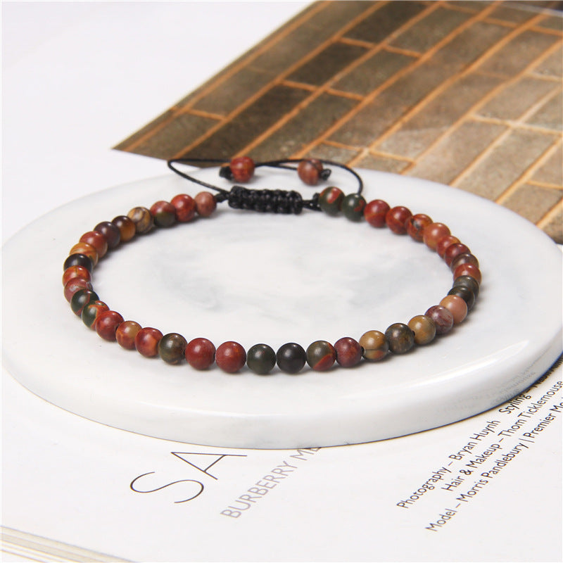 Agate Stone Braided Adjustable Gemstone Beads Bracelet