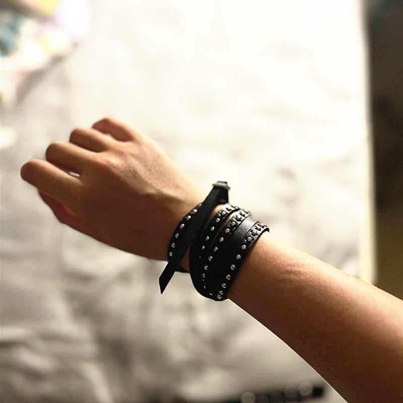 Handmade Punk Rivet Retro Couple Fashion Bracelet