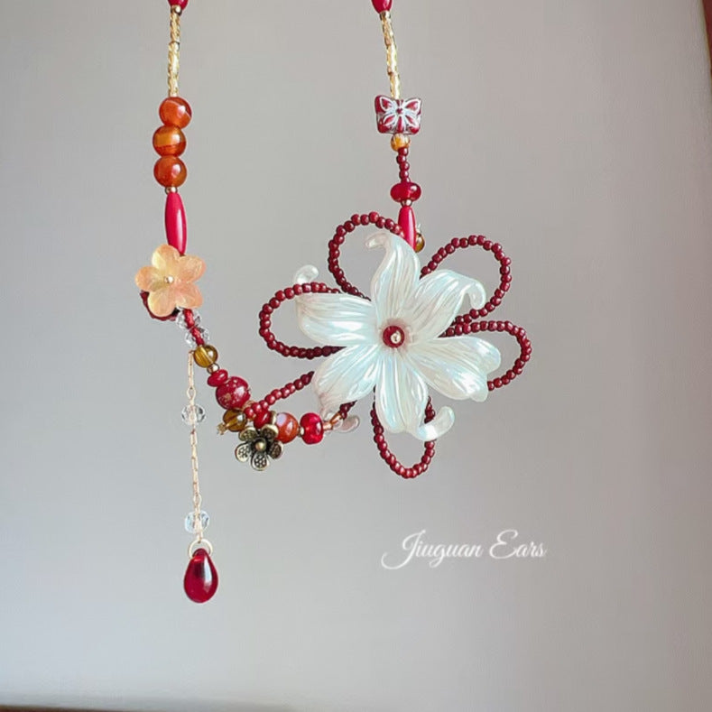 Ceramic Apple Braid Rope Beaded Female Niche Necklaces