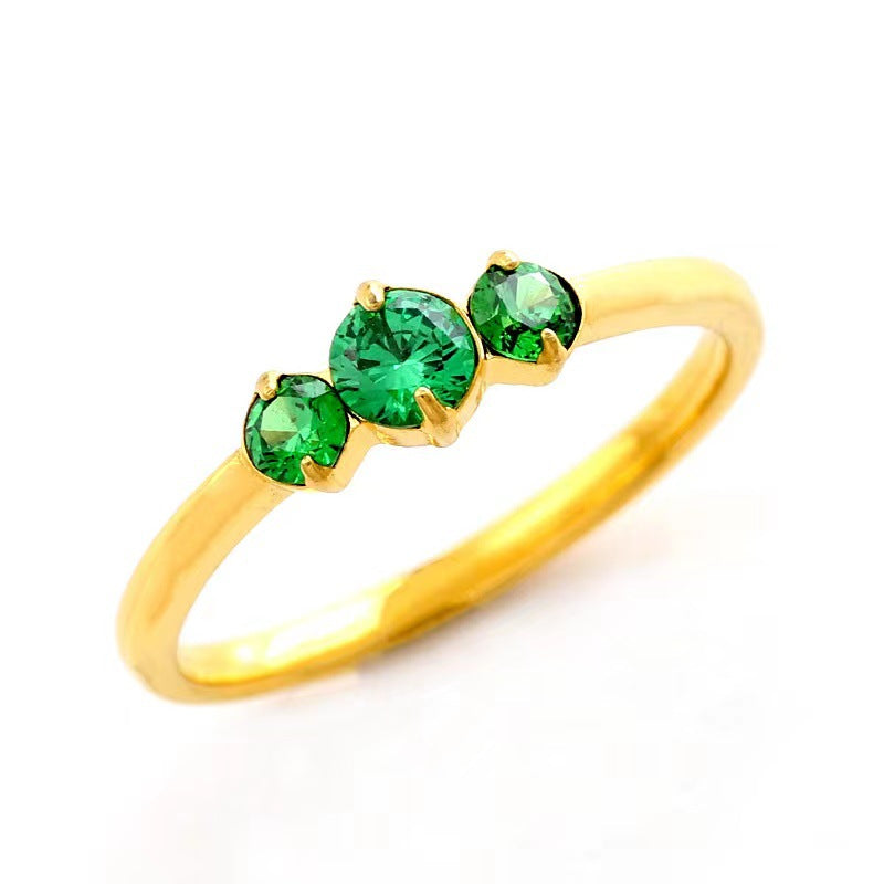 Luxury Color Colorful Crystals Self-discipline Female Niche Rings