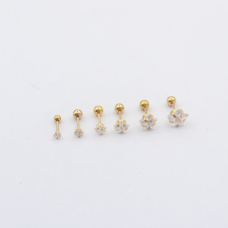 Women's Pentagram Simple Small Ears Ear Bone Rings