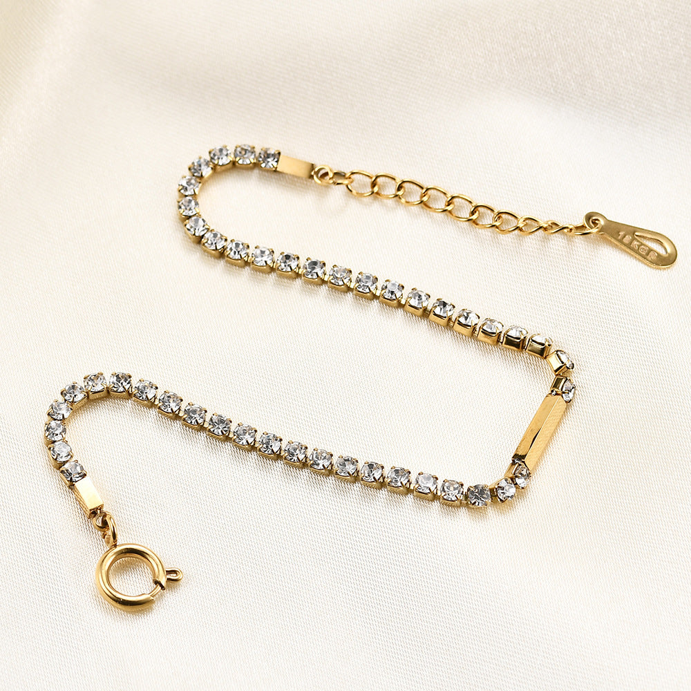 Simple Fashion Inlaid Zirconium Small Long Titanium Steel Bracelets