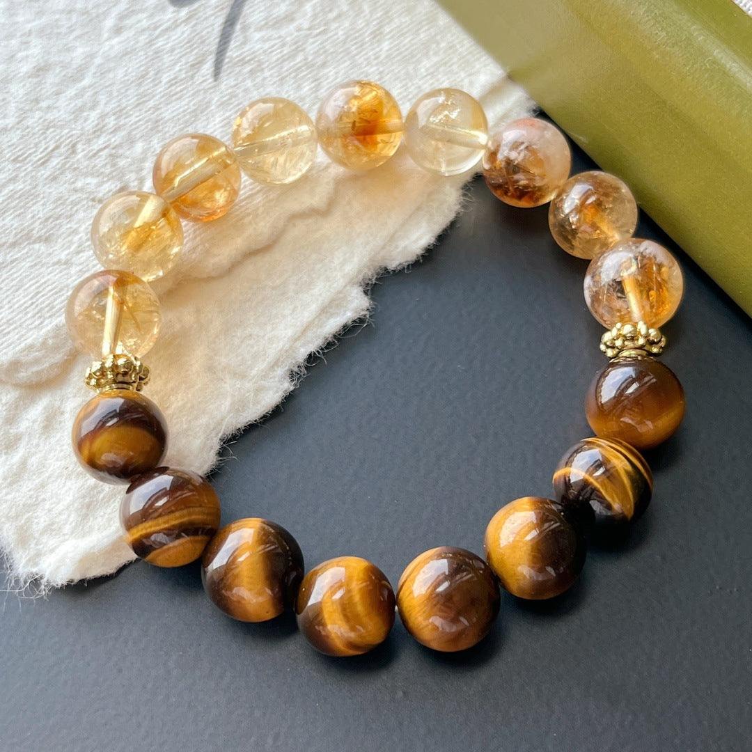 Retro National Style Natural Citrine Tigereye Bracelets