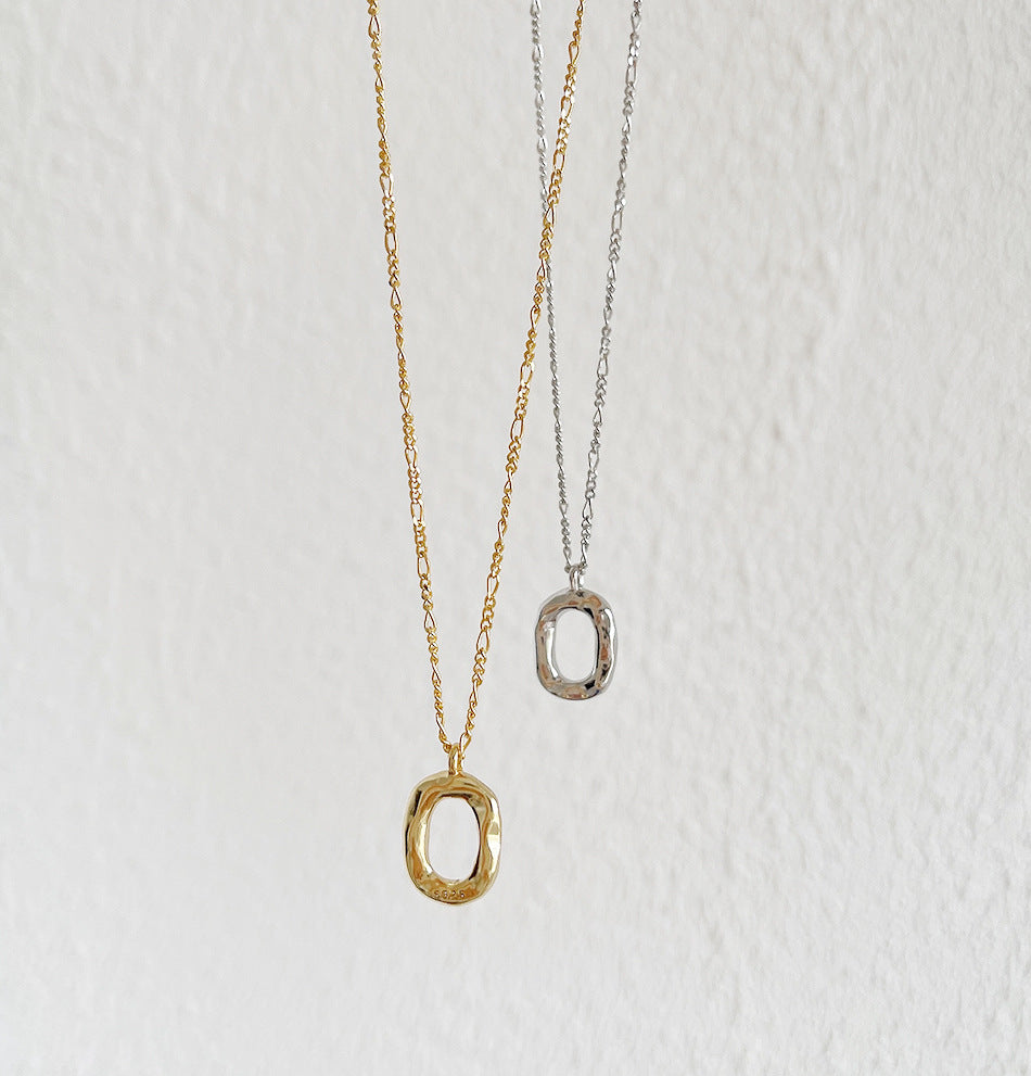 Korean Style Sterling Sier Oval Donut Necklaces