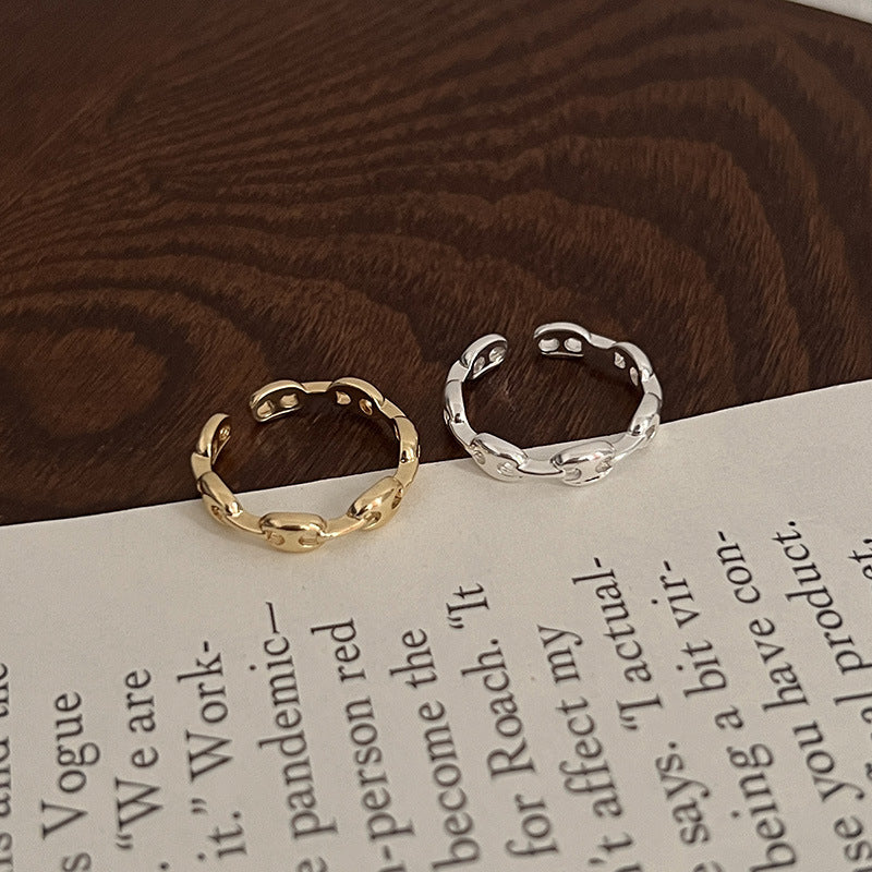 Golden Sier Open Pig Nose Simple Rings