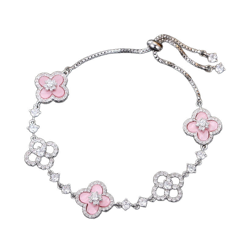 Clover Micro Inlaid Zircon Hollow High Sense Live Necklace