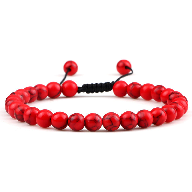 Fashion Haematite Beaded Turquoise Braided Rope Bracelet