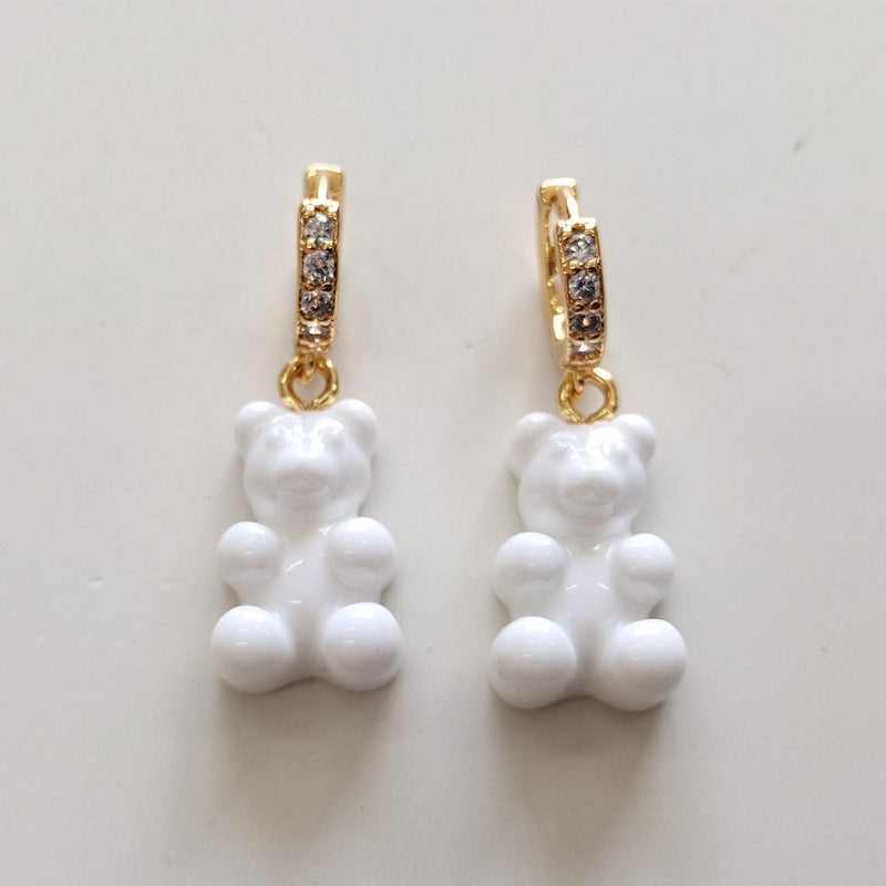 Women's Niche Bear Soft Candy Color Ear Rings