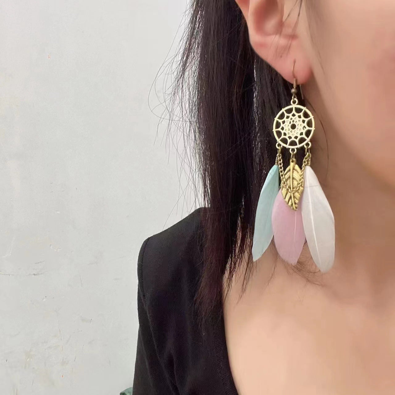 Color Creative Feather Bohemian Style Female Earrings