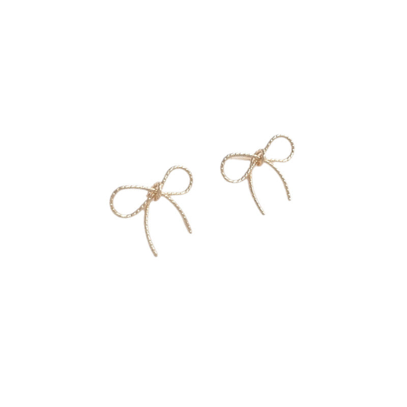 Gold-plated Color Retention Winding Bow Fashion Stud Earrings