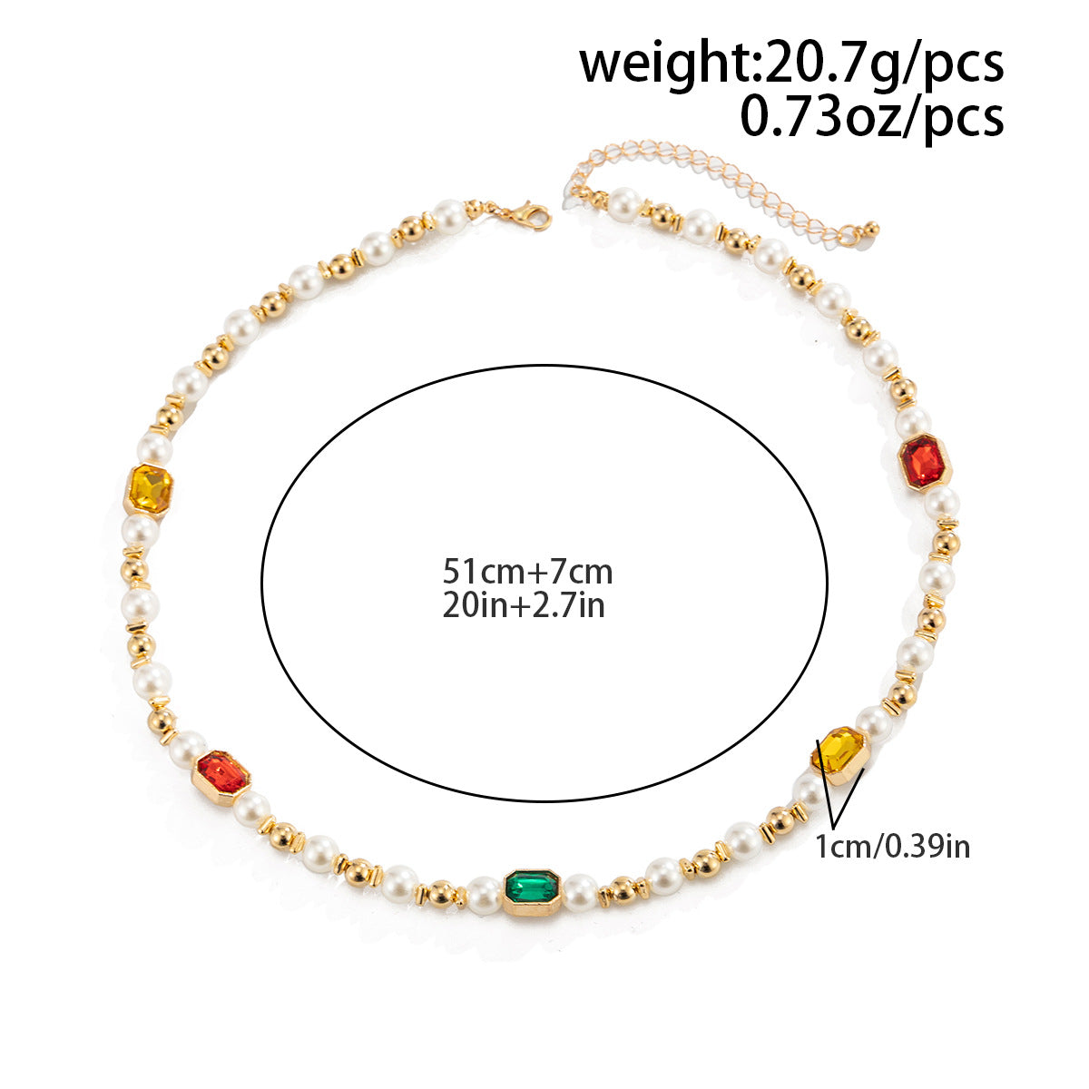 Men's Rhinestone Pearl Stitching Hip Hop High Necklace