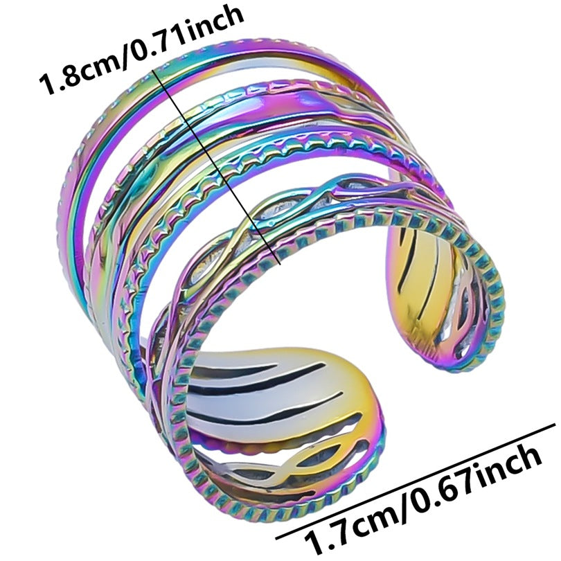 Women's & Men's Geometric Pattern Cold Wind Minority Simple Rings
