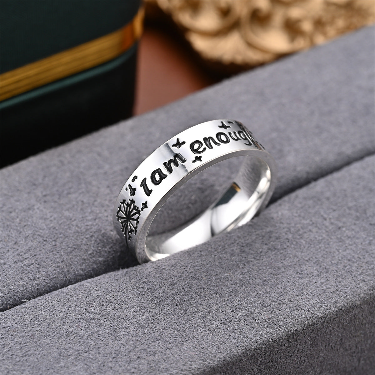 Beautiful Fashion Sier-plated Dandelion Inspirational Couple Rings