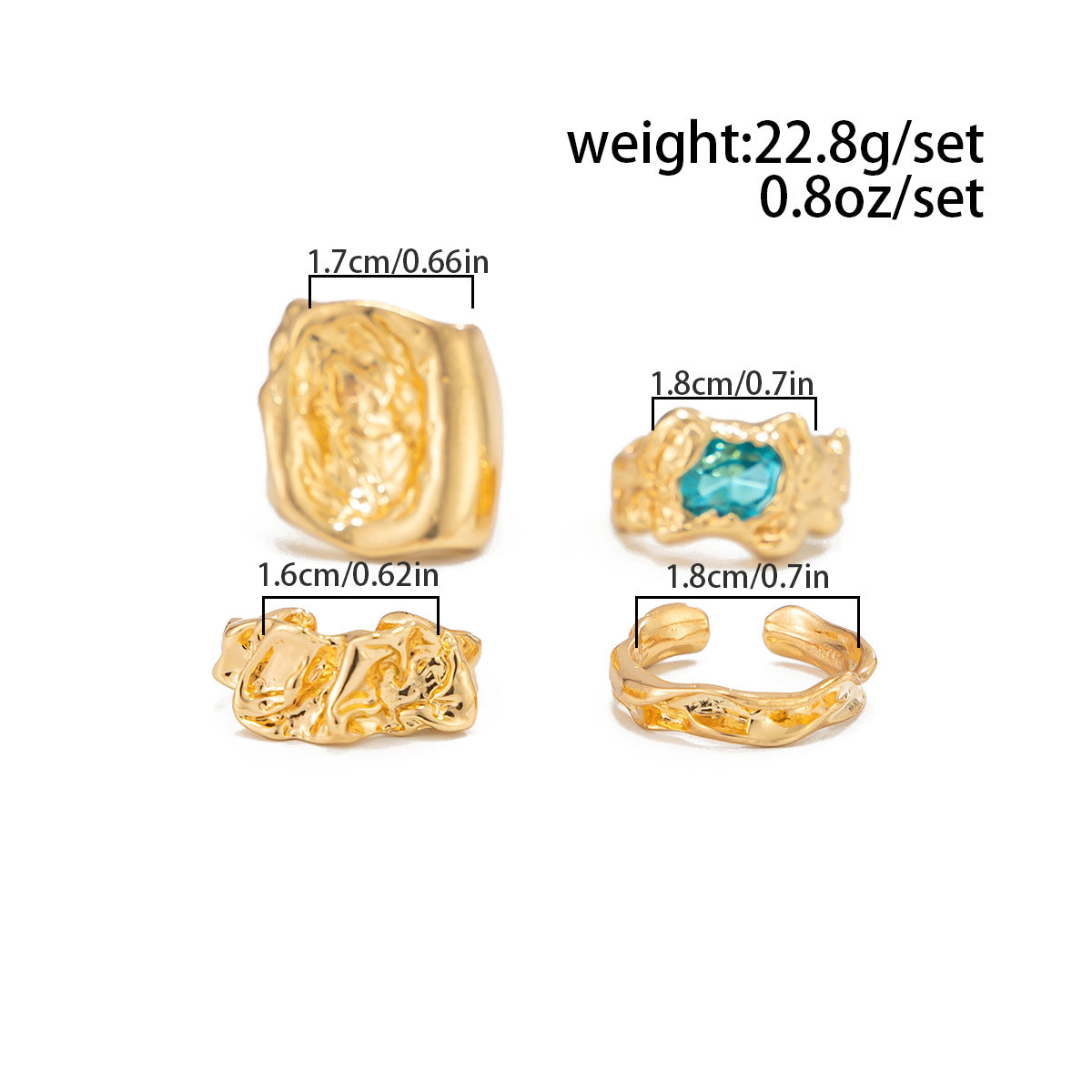 Men's Fashion Personality Pleated Lava Metal Gem Ring