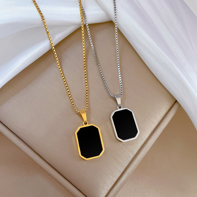 Geometric Square Personality Minimalist Furnace Real Gold Necklaces