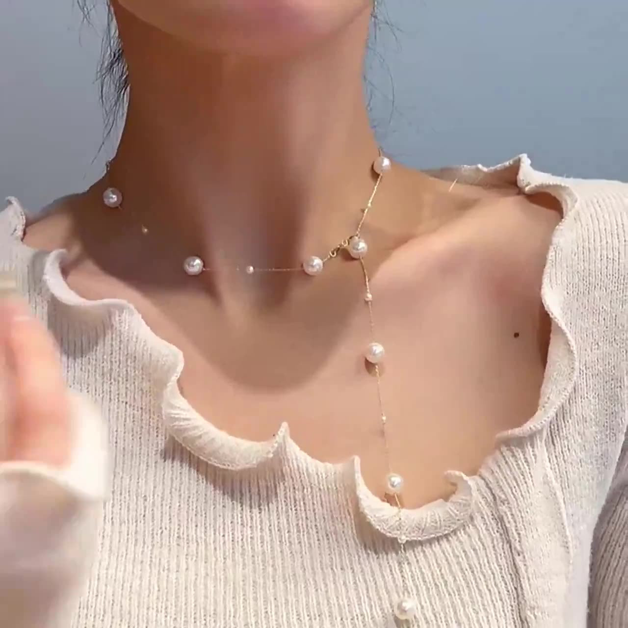 French Style Pearl Grace Tassel Clavicle Chain Necklace