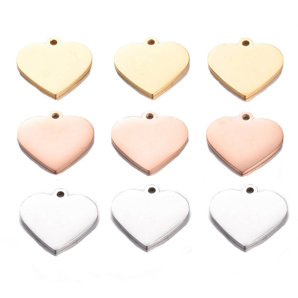 Steel Cut Heart-shaped Peach Heart Tag Pendants