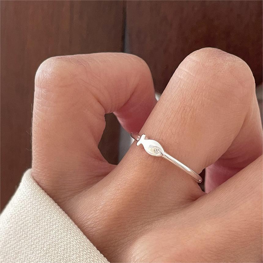 Fan Korean Style Sterling Sier Fish Rings