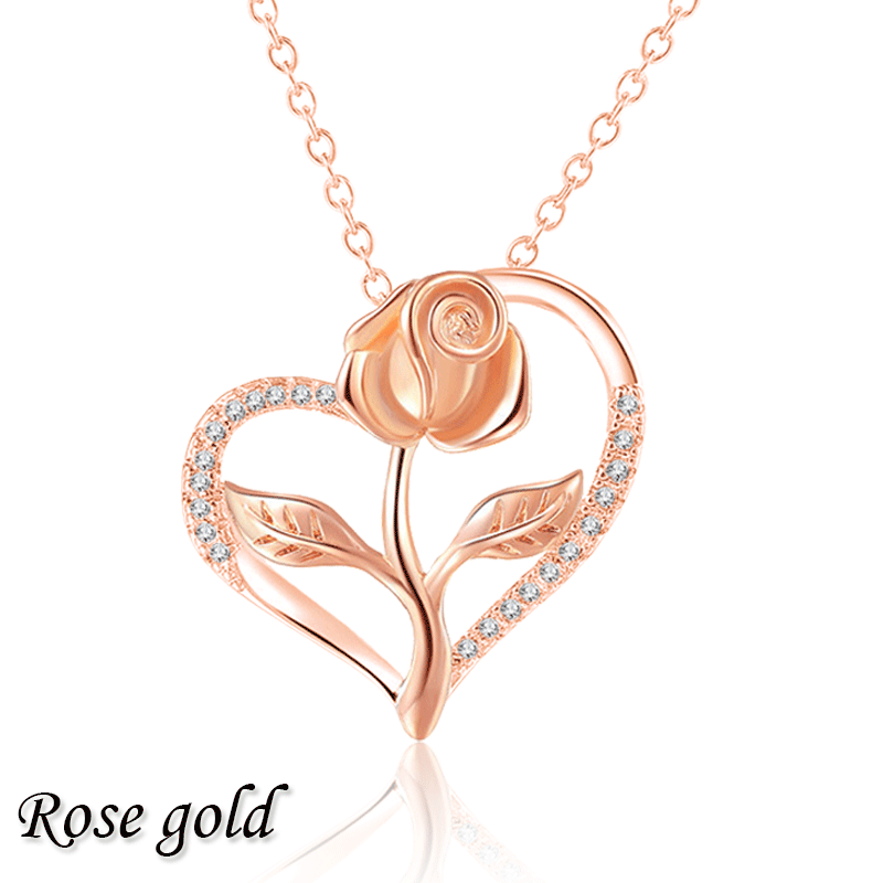 Attractive Stylish Women's Heart Rose Gold Necklace