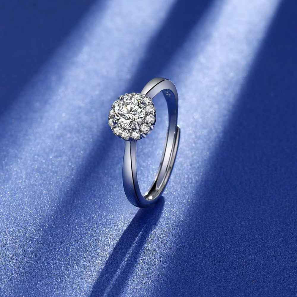 Eight Hearts Arrows Zircon Imitation Moissanite Female Male Six Claw Ring