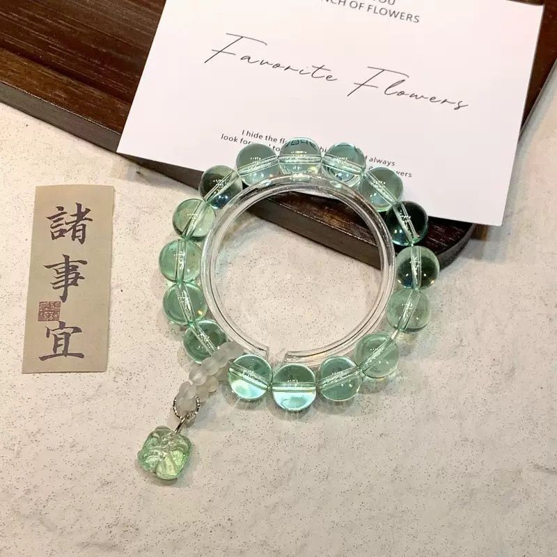 Imitation Crystal Colored Glaze Glass Gift Couple Hand Bracelet