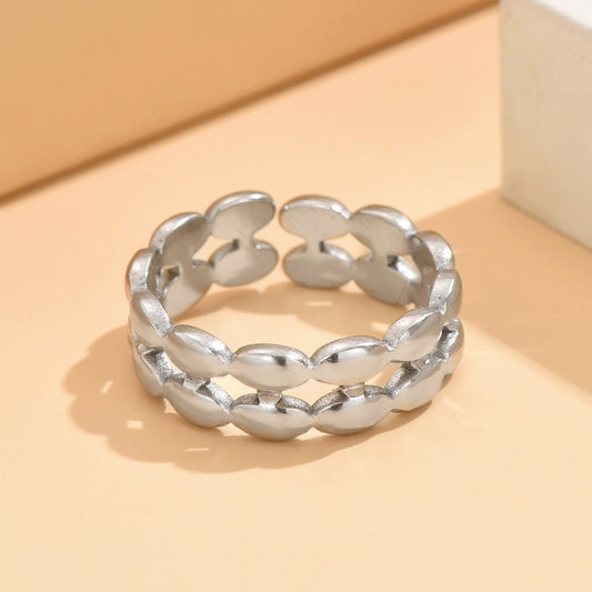 French Retro Double Row Oval Adjustable Rings